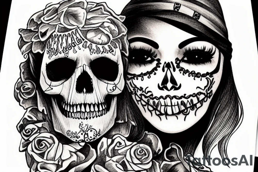 Gypsy mummy with skull face tattoo idea