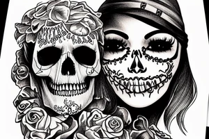 Gypsy mummy with skull face tattoo idea