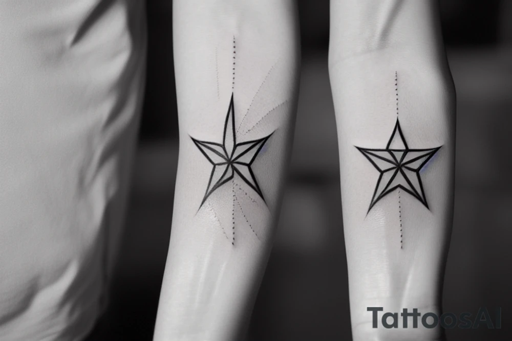 small lines, earth, stars, harmony tattoo idea
