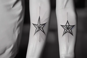 small lines, earth, stars, harmony tattoo idea