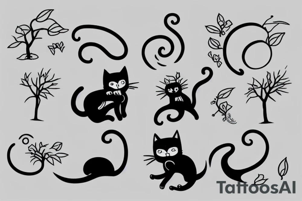 Cat jumping from a tree tattoo idea