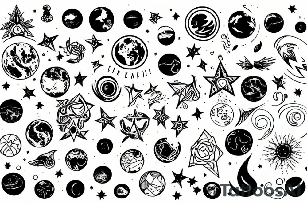 earth, stars, harmony tattoo idea