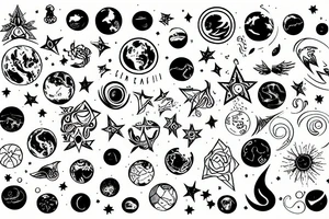 earth, stars, harmony tattoo idea