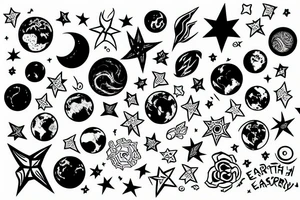 earth, stars, harmony tattoo idea