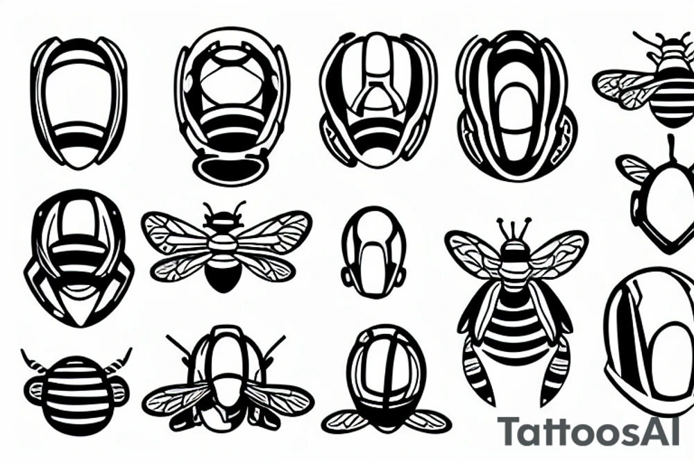 bee with helmet tattoo idea