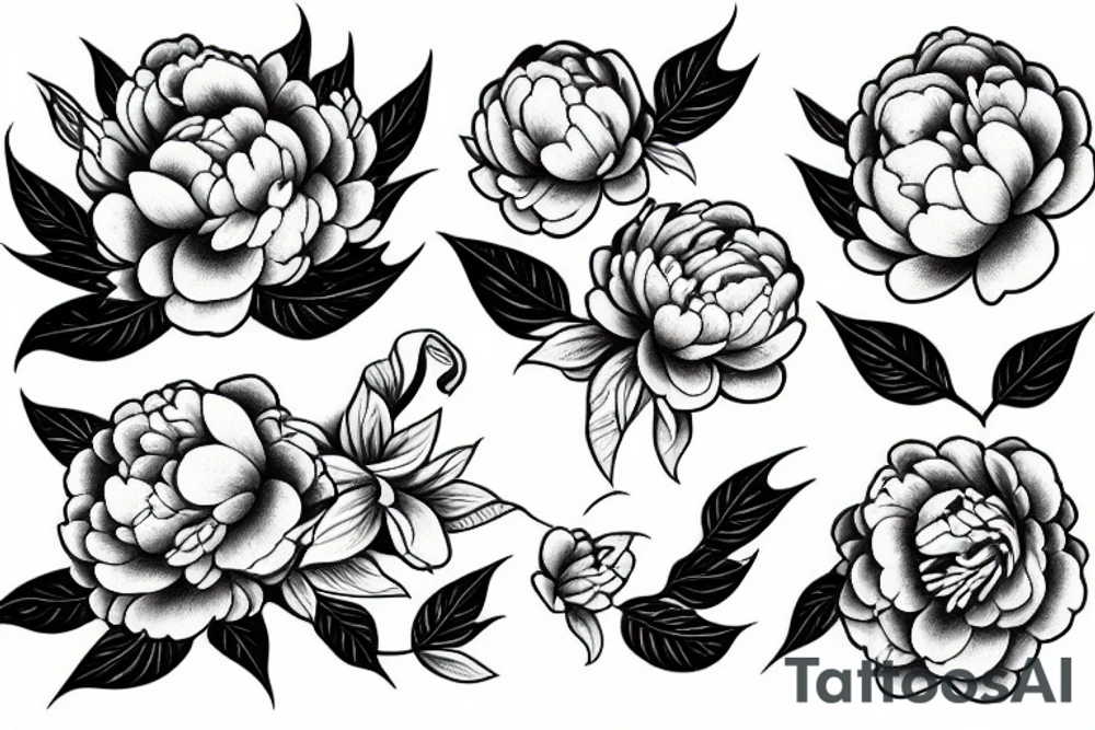Peony with a snake tattoo idea