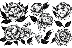 Peony with a snake tattoo idea