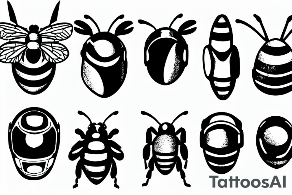 bee with helmet tattoo idea