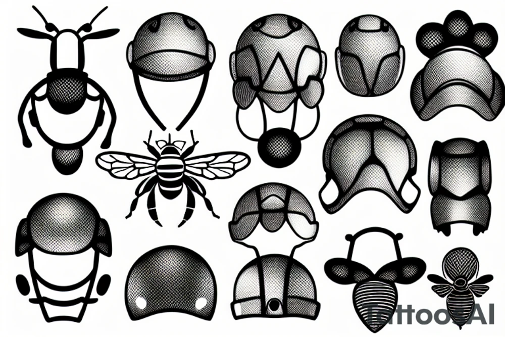 bee with helmet tattoo idea