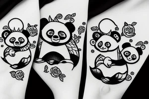 little panda and wise dragon cycling together tattoo idea