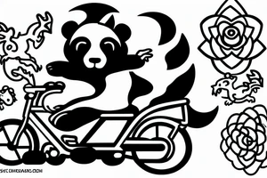 little panda and wise dragon cycling together tattoo idea