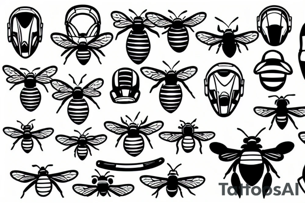 bee with helmet tattoo idea