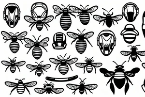 bee with helmet tattoo idea