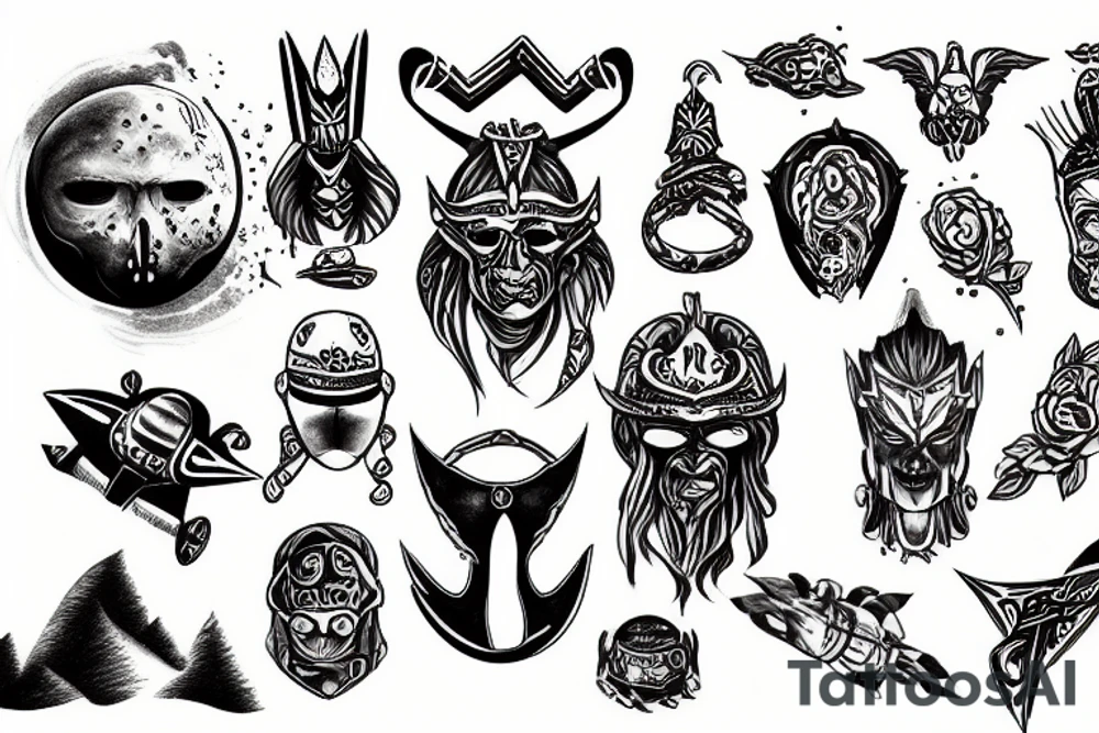 Warrior on the road among space tattoo idea