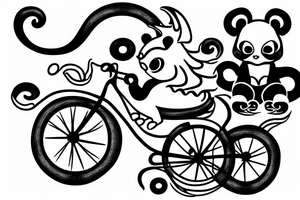 dragon and panda on a bicycle tattoo idea
