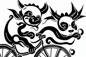 dragon and panda on a bicycle tattoo idea