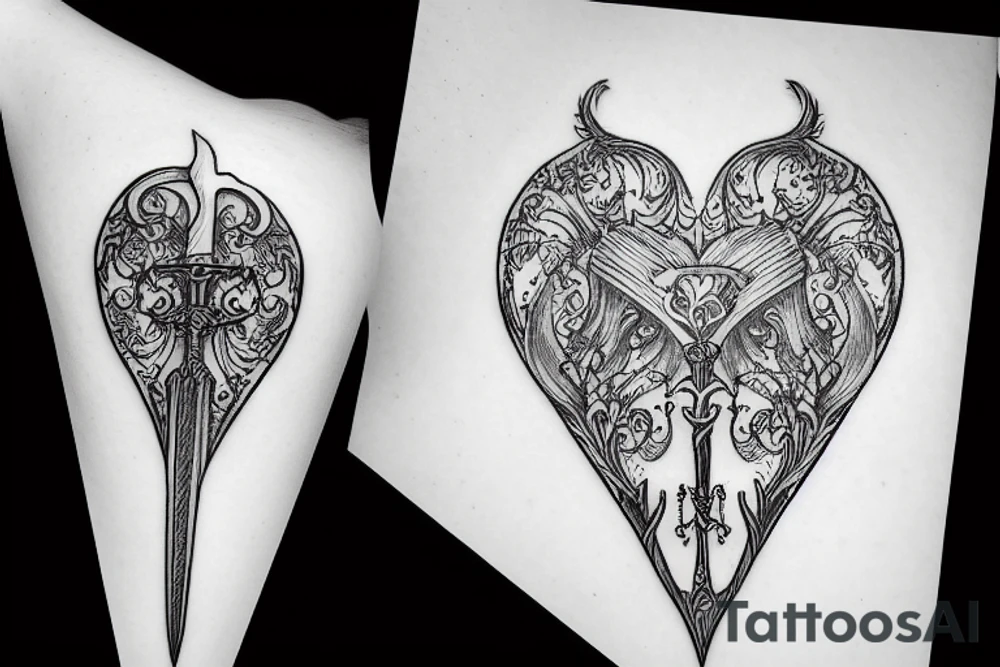 Dagger sword Heart tattoo idea