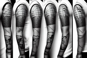 A world map with airplanes going across it, with a trailing line, to fit on the forearm. With lines and dots as extra decorations tattoo idea