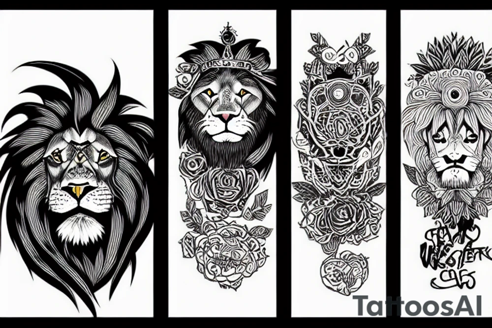 A lion and a girl tattoo idea