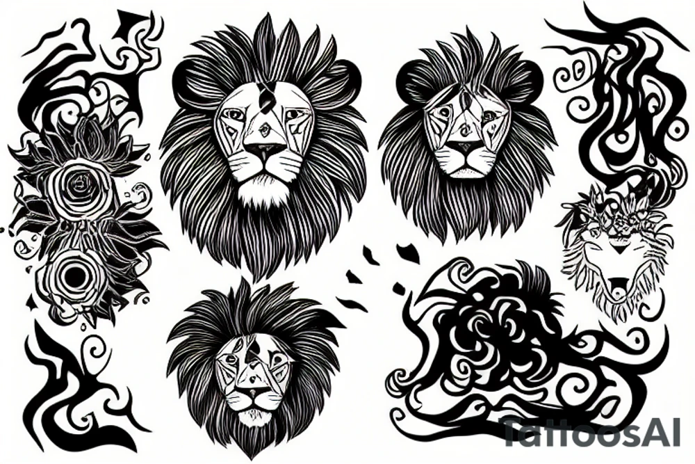 A lion and a girl tattoo idea