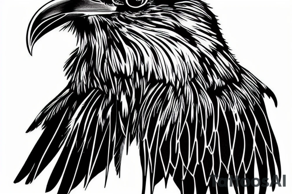 A black raven seen from above tattoo idea