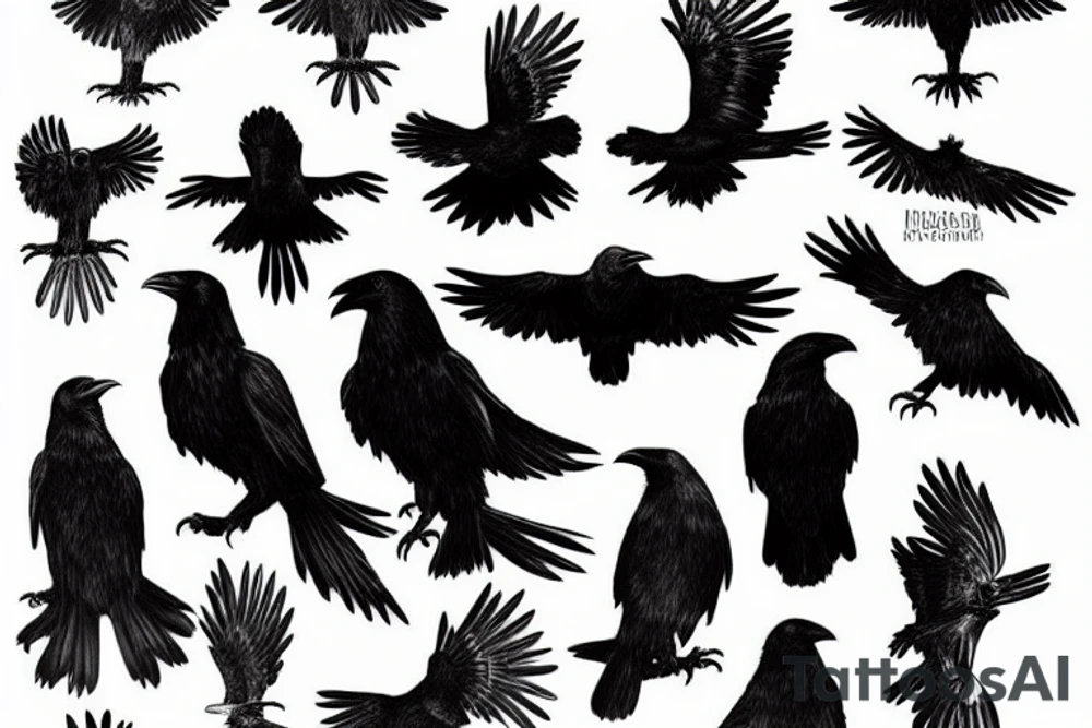A black raven seen from above tattoo idea