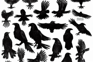 A black raven seen from above tattoo idea