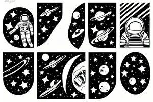 astronaut floating in space with a half moon on the back tattoo idea