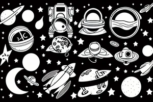 astronaut floating in space with a half moon on the back tattoo idea