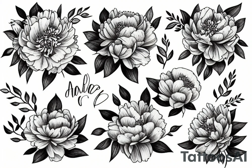 a bouquet of peonies tattoo idea