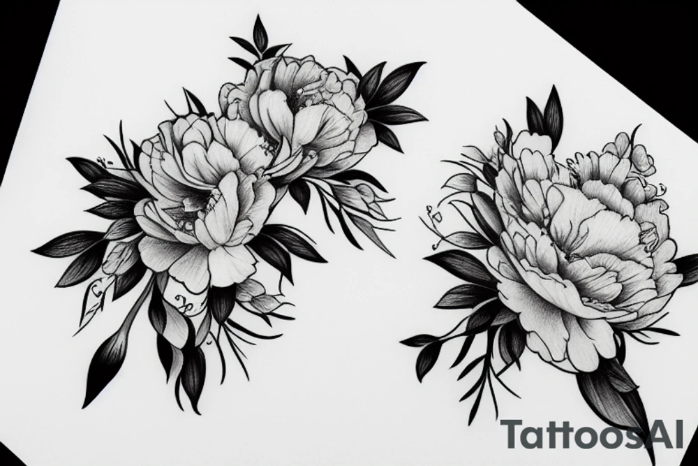 a bouquet of peonies tattoo idea