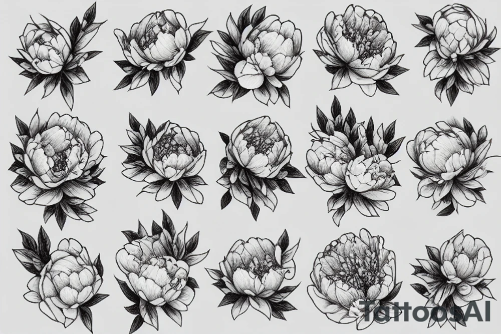 a bouquet of peonies tattoo idea