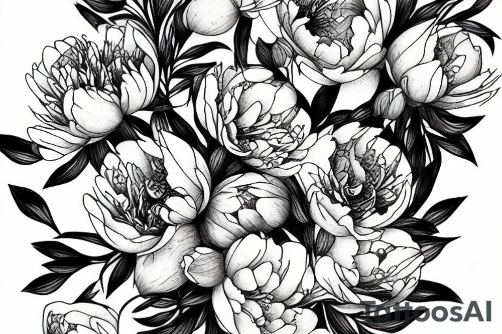 a bouquet of peonies tattoo idea