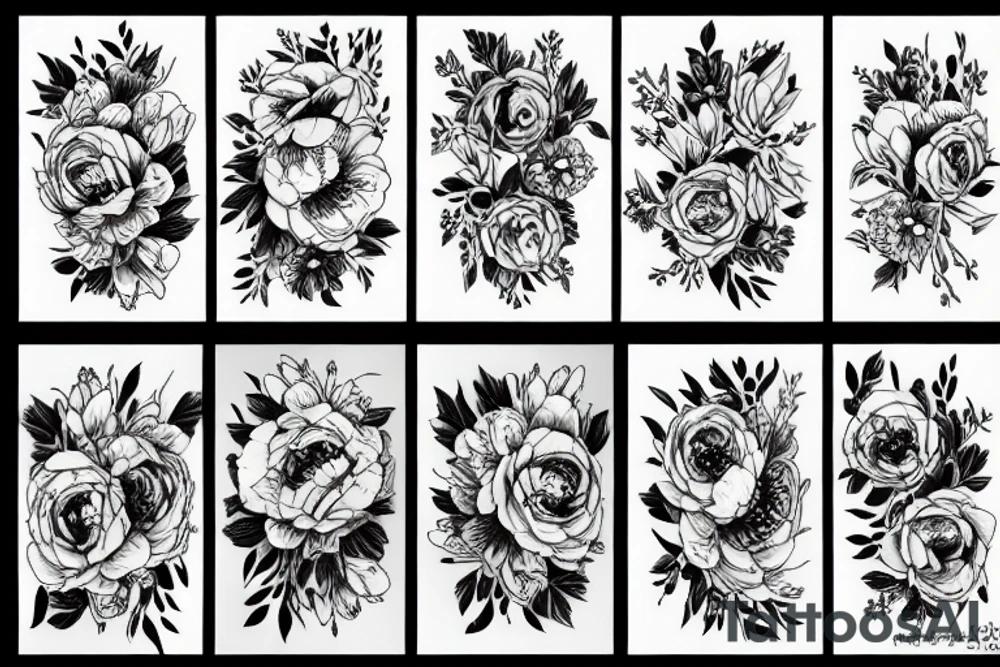 a bouquet of peonies tattoo idea