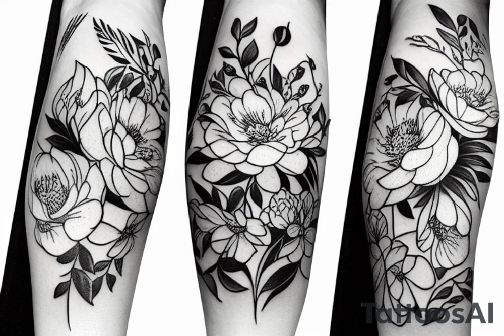 a bouquet of peonies tattoo idea