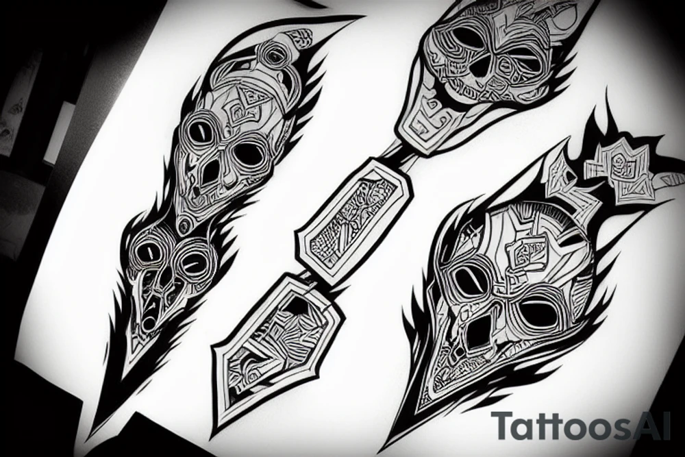 Black and white warrior tattoo tattoo idea