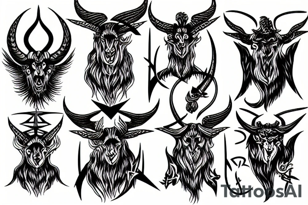 Burning sigil of Baphomet tattoo idea