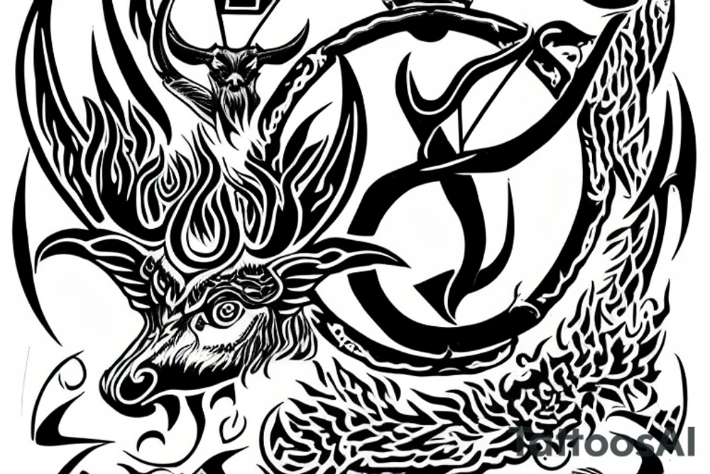 Burning sigil of Baphomet tattoo idea