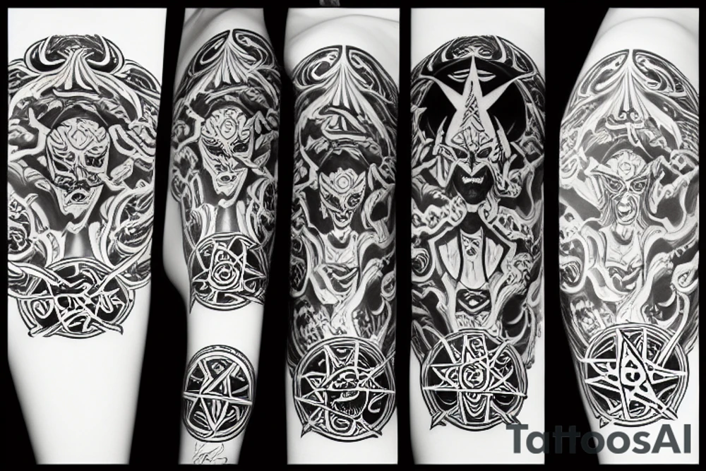 Satanic sun tattoo idea