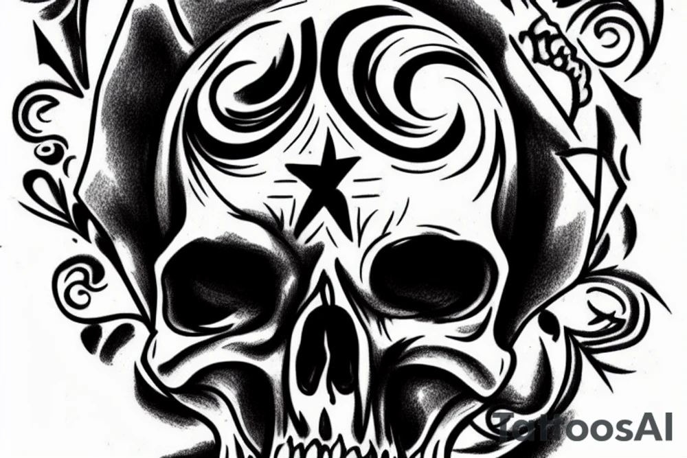 Lambda sign on a skull. tattoo idea