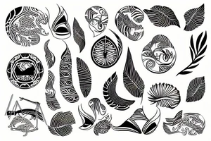 winding river in a tropical jungle tattoo idea