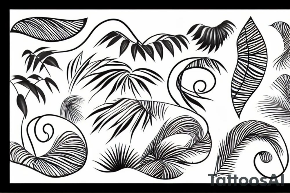 winding river in a tropical jungle tattoo idea