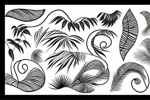 winding river in a tropical jungle tattoo idea