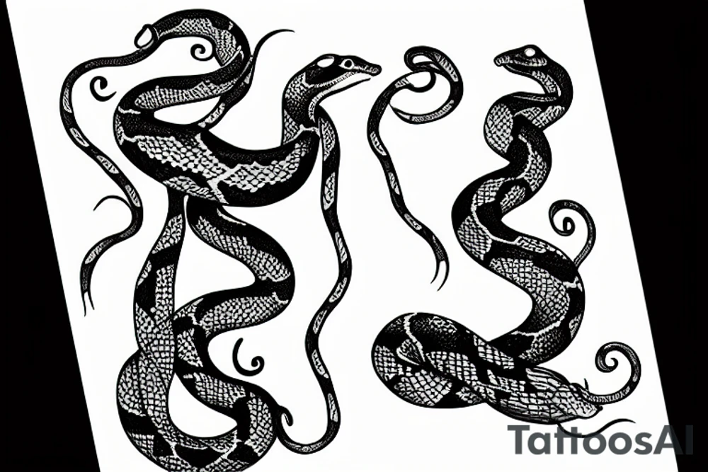 A snake surrounding a flower tattoo idea