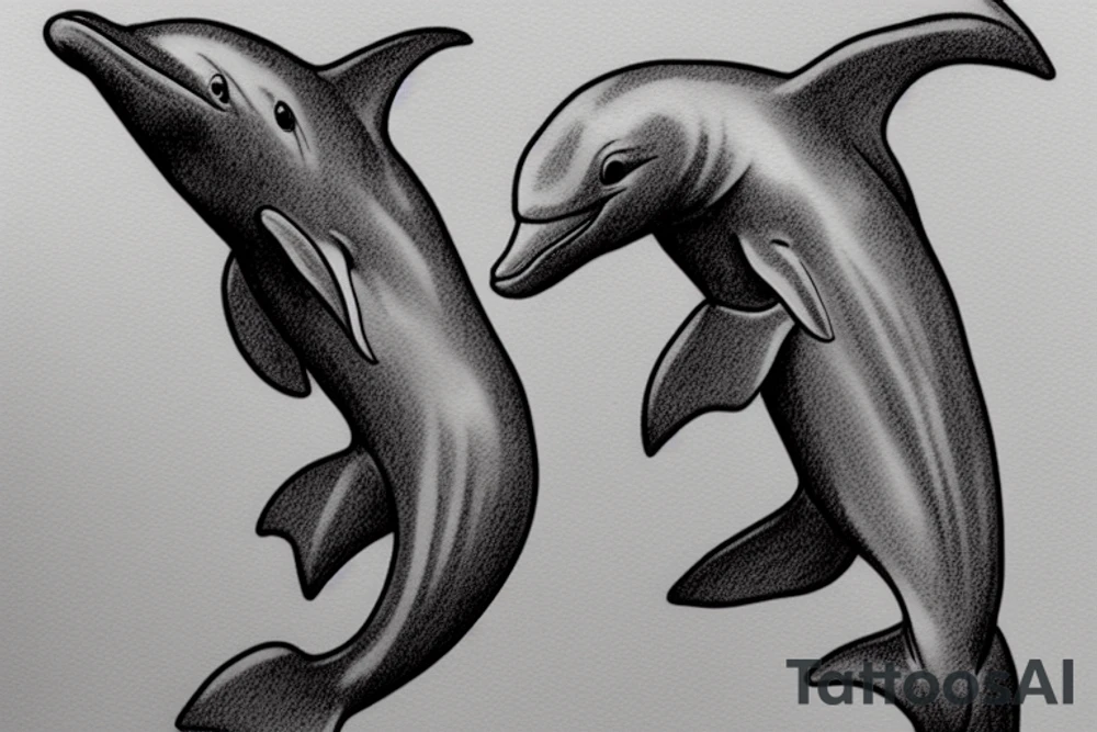 A dolphin with a top hand and a pipe. tattoo idea