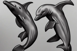 A dolphin with a top hand and a pipe. tattoo idea