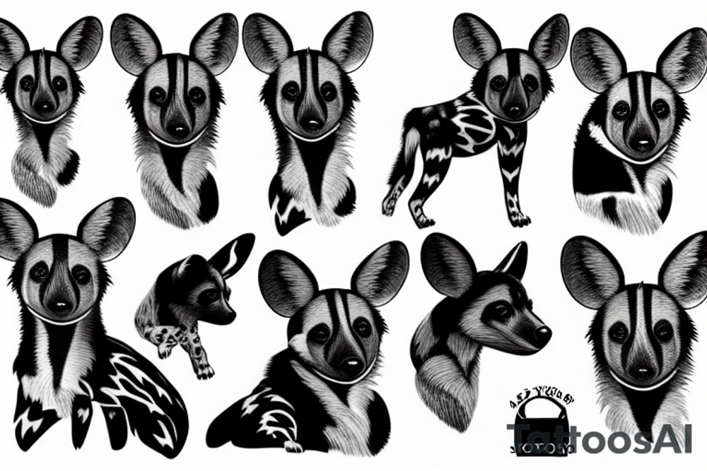 african wild dog tattoo idea