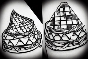 outline triangle pice of waffle cake tattoo idea