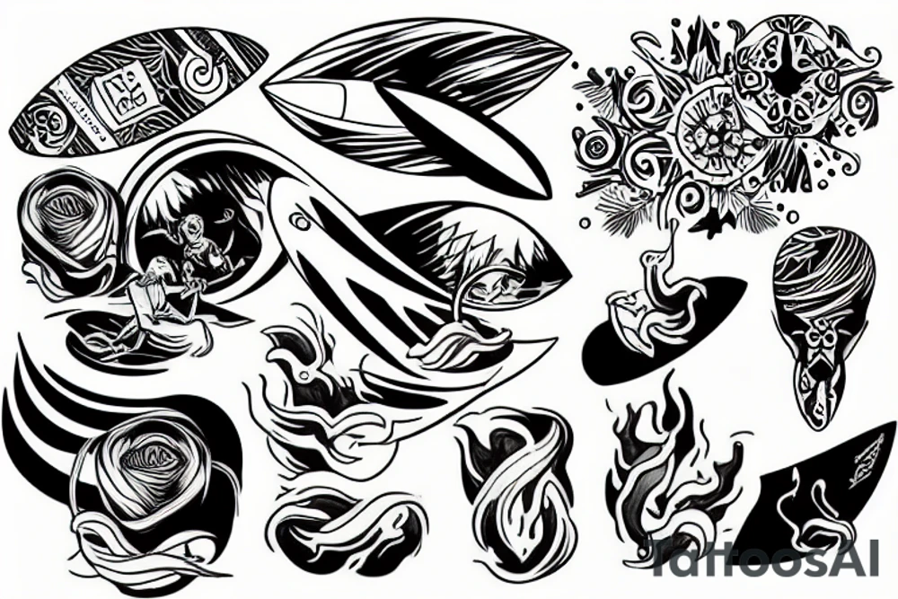 surfing tattoo idea