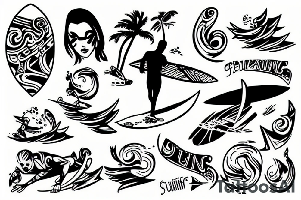 surfing tattoo idea